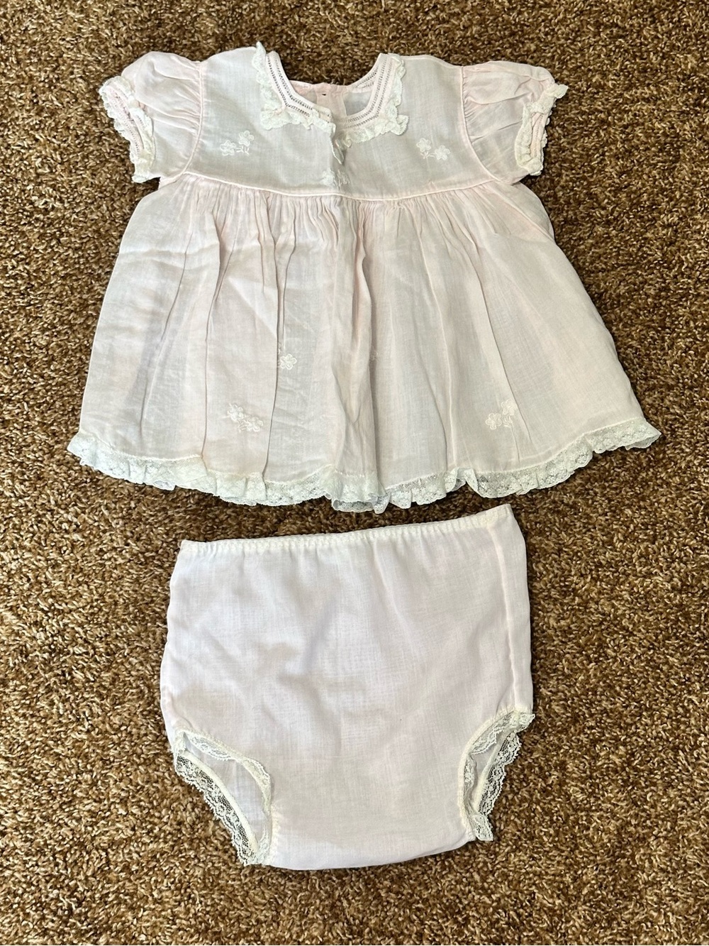 Vintage Alexis Pale Pink Baby Dress and Bloomers size 0-3 Months
